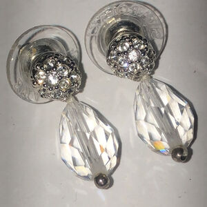 Swarovski Vintage Silver Tone and Crystal Drop Dainty Earrings